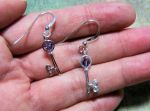 Key Shaped Earrings with Purple Crystal Beads
